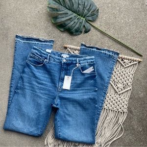 New Good American High Rise Frayed Bootcut Jeans Size 12 /31